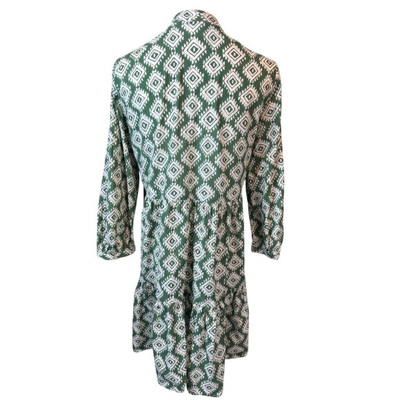 2/$30 ZARA XS Green & White Geometric Mini Print Cotton Dress - Picture 11 of 15